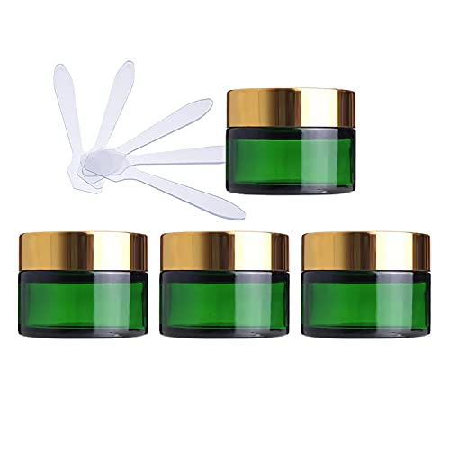 ZEOABSY 4 Stück Leere Grün Glas Cremedose 30ml mit Gold Schraubdeckel, Grünglas Schraubdose Glas-Tiegel Glas-Dose Salbentiegel Kosmetik-Dose für Gels Cremes + 4x Spatel ZEOABSY 4 Stück Leere Grün Glas Cremedose 30ml mit Gold Schraubdeckel, Grünglas Schraubdose Glas-Tiegel Glas-Dose Salbentiegel Kosmetik-Dose für Gels Cremes + 4x Spatel von ZEOABSY