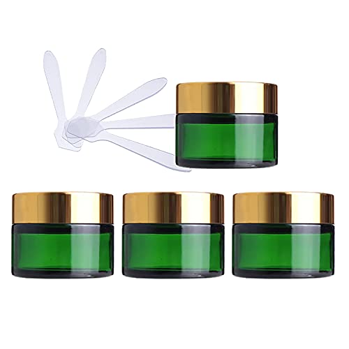 ZEOABSY 4 Stück Leere Grün Glas Cremedose 50ml mit Gold Schraubdeckel, Grünglas Schraubdose Glas-Tiegel Glas-Dose Salbentiegel Kosmetik-Dose für Gels Cremes + 4X Spatel ZEOABSY 4 Stück Leere Grün Glas Cremedose 50ml mit Gold Schraubdeckel, Grünglas Schraubdose Glas-Tiegel Glas-Dose Salbentiegel Kosmetik-Dose für Gels Cremes + 4X Spatel von ZEOABSY