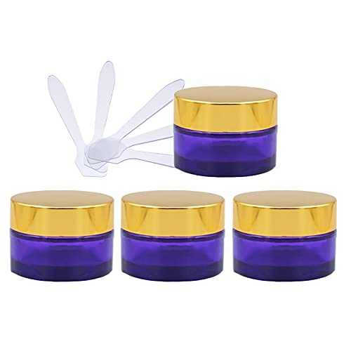 ZEOABSY 4 Stück Leere Lila Glas Cremedose 20ml mit Gold Schraubdeckel, Lilaglas Schraubdose Glas-Tiegel Glas-Dose Salbentiegel Kosmetik-Dose für Gels Cremes + 4X Spatel ZEOABSY 4 Stück Leere Lila Glas Cremedose 20ml mit Gold Schraubdeckel, Lilaglas Schraubdose Glas-Tiegel Glas-Dose Salbentiegel Kosmetik-Dose für Gels Cremes + 4X Spatel von ZEOABSY