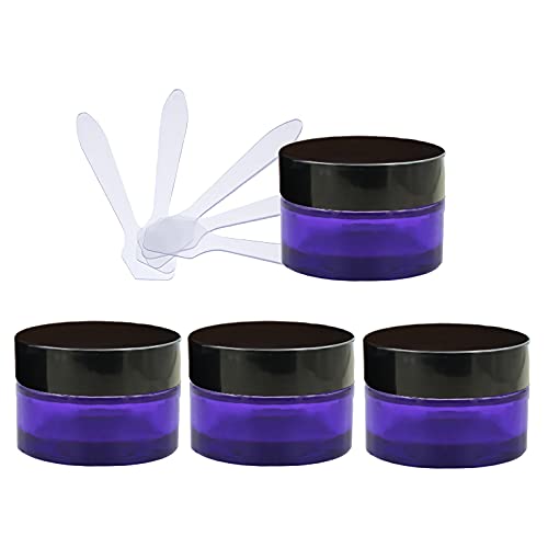 ZEOABSY 4 Stück Leere Lila Glas Cremedose 20ml mit Schwarz Schraubdeckel, Lilaglas Schraubdose Glas-Tiegel Glas-Dose Salbentiegel Kosmetik-Dose für Gels Cremes + 4X Spatel ZEOABSY 4 Stück Leere Lila Glas Cremedose 20ml mit Schwarz Schraubdeckel, Lilaglas Schraubdose Glas-Tiegel Glas-Dose Salbentiegel Kosmetik-Dose für Gels Cremes + 4X Spatel von ZEOABSY