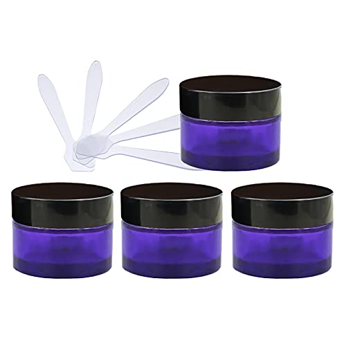 ZEOABSY 4 Stück Leere Lila Glas Cremedose 30ml mit Schwarz Schraubdeckel, Lilaglas Schraubdose Glas-Tiegel Glas-Dose Salbentiegel Kosmetik-Dose für Gels Cremes + 4X Spatel ZEOABSY 4 Stück Leere Lila Glas Cremedose 30ml mit Schwarz Schraubdeckel, Lilaglas Schraubdose Glas-Tiegel Glas-Dose Salbentiegel Kosmetik-Dose für Gels Cremes + 4X Spatel von ZEOABSY