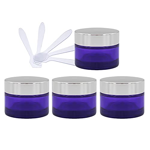 ZEOABSY 4 Stück Leere Lila Glas Cremedose 30ml mit Silber Schraubdeckel, Lilaglas Schraubdose Glas-Tiegel Glas-Dose Salbentiegel Kosmetik-Dose für Gels Cremes + 4x Spatel ZEOABSY 4 Stück Leere Lila Glas Cremedose 30ml mit Silber Schraubdeckel, Lilaglas Schraubdose Glas-Tiegel Glas-Dose Salbentiegel Kosmetik-Dose für Gels Cremes + 4x Spatel von ZEOABSY