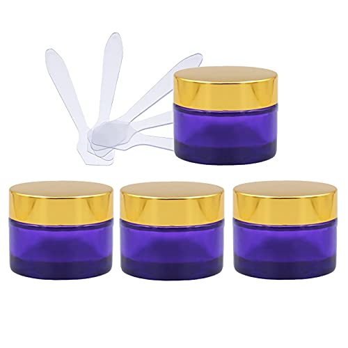 ZEOABSY 4 Stück Leere Lila Glas Cremedose 50ml mit Gold Schraubdeckel, Lilaglas Schraubdose Glas-Tiegel Glas-Dose Salbentiegel Kosmetik-Dose für Gels Cremes + 4X Spatel ZEOABSY 4 Stück Leere Lila Glas Cremedose 50ml mit Gold Schraubdeckel, Lilaglas Schraubdose Glas-Tiegel Glas-Dose Salbentiegel Kosmetik-Dose für Gels Cremes + 4X Spatel von ZEOABSY