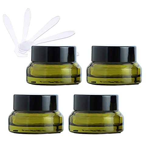 ZEOABSY 4 Stück Leere Schräg Grün Glas Cremedose 15ml mit Schraubdeckel, Grünglas Schraubdose Glas-Tiegel Glas-Dose Salbentiegel Kosmetik-Dose für Gels Cremes + 4x Spatel ZEOABSY 4 Stück Leere Schräg Grün Glas Cremedose 15ml mit Schraubdeckel, Grünglas Schraubdose Glas-Tiegel Glas-Dose Salbentiegel Kosmetik-Dose für Gels Cremes + 4x Spatel von ZEOABSY