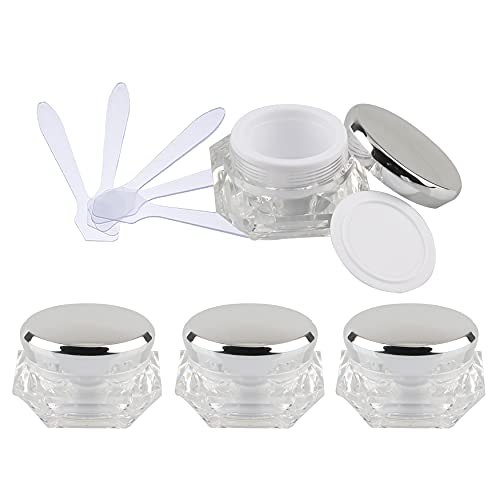 ZEOABSY 4 Stück Transparent Acryl Diamant-Form 30 ml Kunststoff Leerdose mit Silber Schraubverschluss, 30 ml Cremedose Tiegel Reise Döschen, für Lotion, Nailart Lippenbalsam Creme ZEOABSY 4 Stück Transparent Acryl Diamant-Form 30 ml Kunststoff Leerdose mit Silber Schraubverschluss, 30 ml Cremedose Tiegel Reise Döschen, für Lotion, Nailart Lippenbalsam Creme von ZEOABSY