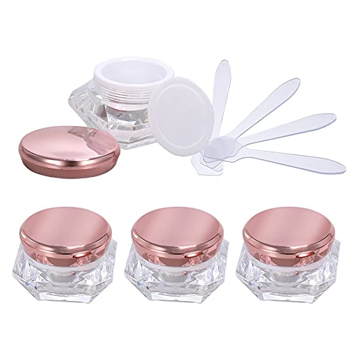 ZEOABSY 4 Stück Transparent Acryl Diamant-Form 5 ml Kunststoff Leerdose mit Rosa Schraubverschluss, 5 ml Cremedose Tiegel Reise Döschen, für Lotion, Nailart Lippenbalsam Creme ZEOABSY 4 Stück Transparent Acryl Diamant-Form 5 ml Kunststoff Leerdose mit Rosa Schraubverschluss, 5 ml Cremedose Tiegel Reise Döschen, für Lotion, Nailart Lippenbalsam Creme von ZEOABSY