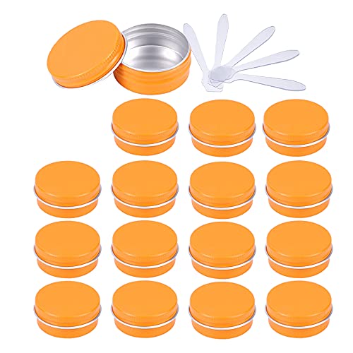 ZEOABSY 48 Stück 15ml Orange Aluminium Leer Dosen mit Schraubdeckel Runde Alu Tiegel Cremedose Schraubdose Aludose Tins für Kosmetik Kerze Salben 12x Spatel von ZEOABSY