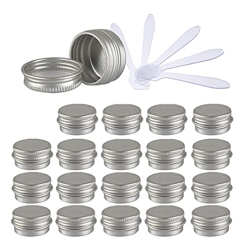 ZEOABSY 48 Stück 5ml Silber Aluminium Leer Döschen Runde Alu Dosen mit Schraubdeckel Cremedose Schraubdose Aludose Tins für Kosmetik Kerze Salben 12x Spatel von ZEOABSY