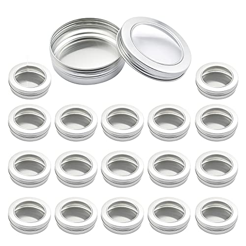 ZEOABSY 50 Stück 100ml Silber Leere Aluminiumdose Aluminium Runde Aludose Blechdosen mit Schraubdeckel Sichtfenster Cremedosen Dosen für DIY Salben Kerze Kosmetik Rasierseife von ZEOABSY