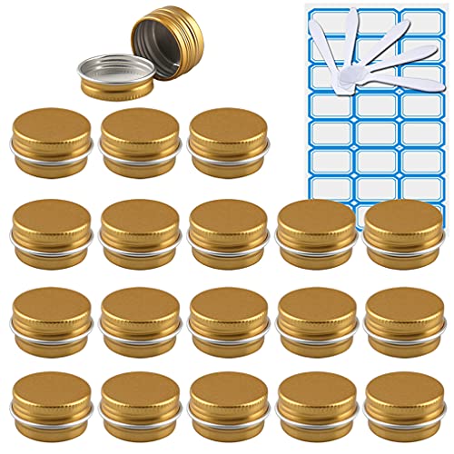 ZEOABSY 50 Stück 5ml Gold Aluminium Leer Döschen Runde Alu Dosen mit Schraubdeckel Cremedose Schraubdose Aludose Tins für Kosmetik Kerze Salben 5x Spatel, 2x Etikette ZEOABSY 50 Stück 5ml Gold Aluminium Leer Döschen Runde Alu Dosen mit Schraubdeckel Cremedose Schraubdose Aludose Tins für Kosmetik Kerze Salben 5x Spatel, 2x Etikette von ZEOABSY