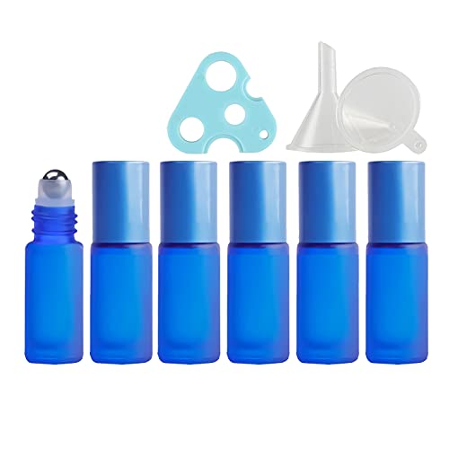 ZEOABSY 6 Stück 5ml Matt Blau Leere Roll-On Glasflaschen mit Edelstahl Kugel,Alu Schraubverschluss,für Ätherische Öle, Parfüm & Aromatherapie,Labor DIY + 1 x Trichter,1 x Öffner ZEOABSY 6 Stück 5ml Matt Blau Leere Roll-On Glasflaschen mit Edelstahl Kugel,Alu Schraubverschluss,für Ätherische Öle, Parfüm & Aromatherapie,Labor DIY + 1 x Trichter,1 x Öffner von ZEOABSY