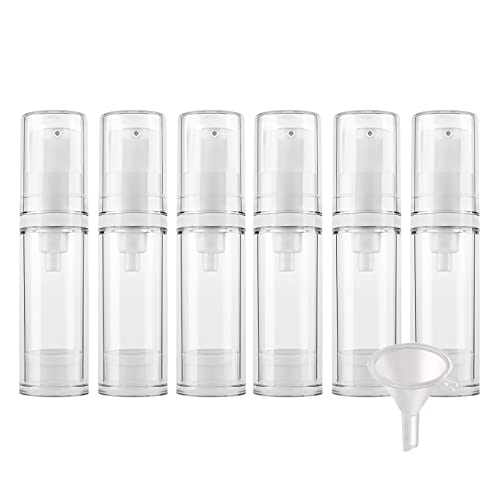 ZEOABSY 6 Stück Klein 5ml Leere Transparent Kunststoff Airless Cremespender Pumpspender Tasche Pumpflasche mit Weiß Pumpe für Kosmetik Lotion Gel Reise NACHFÜLLBAR von ZEOABSY