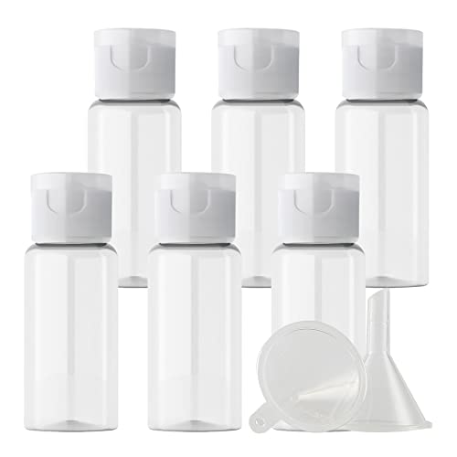 ZEOABSY 6 Stück Leer 15ml Transparent PET Kunststoff Flasche mit Transparent Klappdeckel, Runden Tragbare Flasche für Kosmetische Flüssigkeiten Öl Reisen (UNSQUEEZABLE) von ZEOABSY