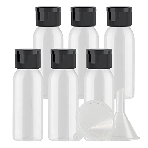 ZEOABSY 6 Stück Leer 30ml Transparent PET Kunststoff Flasche mit Schwarz Klappdeckel, Runden Tragbare Flasche für Kosmetische Flüssigkeiten Öl Reisen ZEOABSY 6 Stück Leer 30ml Transparent PET Kunststoff Flasche mit Schwarz Klappdeckel, Runden Tragbare Flasche für Kosmetische Flüssigkeiten Öl Reisen von ZEOABSY