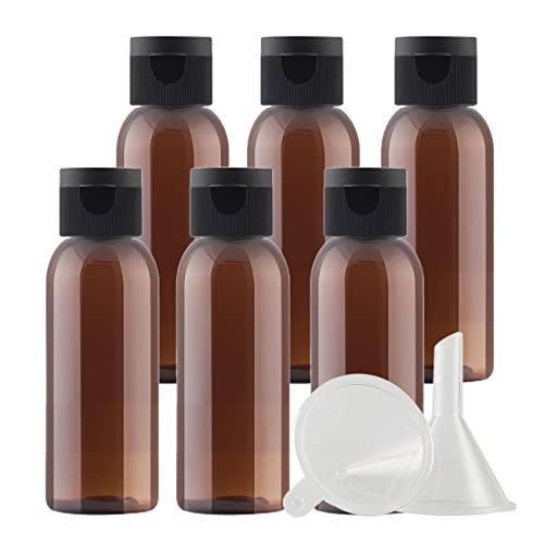 ZEOABSY 6 Stück Leer 50ml Braun PET Kunststoff Flasche mit Schwarz Klappdeckel, Runden Tragbare Flasche für Kosmetische Flüssigkeiten Öl Reisen ZEOABSY 6 Stück Leer 50ml Braun PET Kunststoff Flasche mit Schwarz Klappdeckel, Runden Tragbare Flasche für Kosmetische Flüssigkeiten Öl Reisen von ZEOABSY