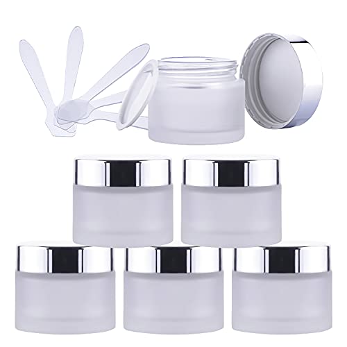 ZEOABSY 6 Stück Leere Matt Transparent Glas Cremedose 50ml mit Silber Deckel, Klarglas Schraubdeckel Glas-Tiegel Schraubdose Glas-Dose Salbentiegel Kosmetik-Dose für Gels Cremes + 6X Spatel ZEOABSY 6 Stück Leere Matt Transparent Glas Cremedose 50ml mit Silber Deckel, Klarglas Schraubdeckel Glas-Tiegel Schraubdose Glas-Dose Salbentiegel Kosmetik-Dose für Gels Cremes + 6X Spatel von ZEOABSY