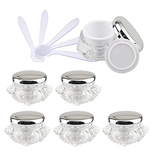 ZEOABSY 6 Stück Transparent Acryl Diamant-Form 10 ml Kunststoff Leerdose mit Silber Schraubverschluss, 10 ml Cremedose Tiegel Reise Döschen, für Nailart Lippenbalsam Lotion, Creme ZEOABSY 6 Stück Transparent Acryl Diamant-Form 10 ml Kunststoff Leerdose mit Silber Schraubverschluss, 10 ml Cremedose Tiegel Reise Döschen, für Nailart Lippenbalsam Lotion, Creme von ZEOABSY