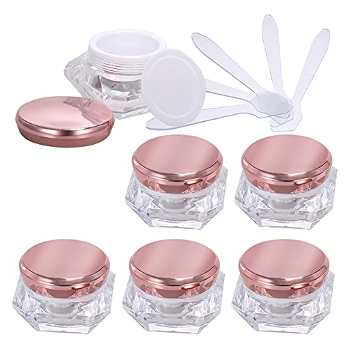 ZEOABSY 6 Stück Transparent Acryl Diamant-Form 15 ml Kunststoff Leerdose mit Rosa Schraubverschluss, 15 ml Cremedose Tiegel Reise Döschen, für Lotion, Nailart Lippenbalsam Creme von ZEOABSY