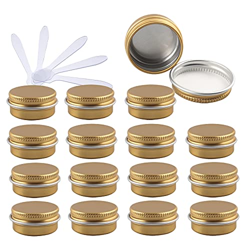 ZEOABSY 96 Stück 10ml Gold Aluminium Leer Dosen mit Schraubdeckel Runde Alu Tiegel Cremedose Schraubdose Aludose Tins für Kosmetik Kerze Salben 12x Spatel von ZEOABSY