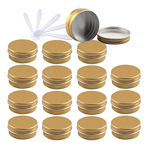 ZEOABSY 96 Stück 15ml Gold Aluminium Leer Dosen mit Schraubdeckel Runde Alu Tiegel Cremedose Schraubdose Aludose Tins für Kosmetik Kerze Salben 12x Spatel von ZEOABSY