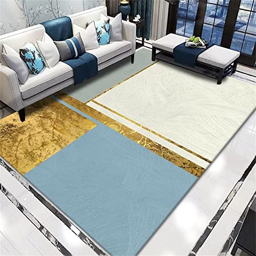 ZERAPH Gemusterter Teppich für Mädchenzimmerdekoration, Blauer geometrischer Muster-Küchenteppich, rutschfest, Heller Teppich, Rutschfester Teppich, 50 x 80 cm von ZERAPH