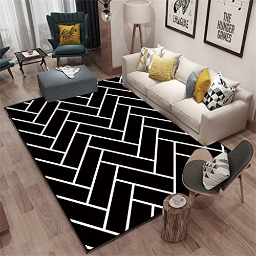 ZERAPH Teppiche Wohnzimmerteppich zum Teppichgreifer Hygroskopischer Freizeitteppich Schwarz Einfacher geometrischer Musterstil Kann Angepasst Werden Teppich Für Wohnzimmer 120X240cm von ZERAPH