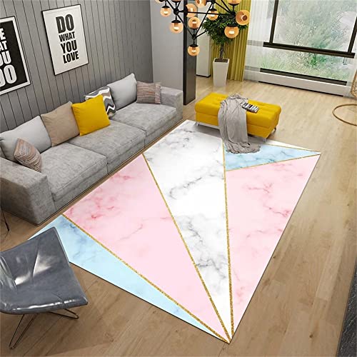 ZERAPH Teppiche für Kamine Teppichunterlage eleganter weicher rosa-Blauer Marmortexturteppich Schalldämmung Wohnaccessoires Teppiche Wohnzimmer 90X150cm von ZERAPH