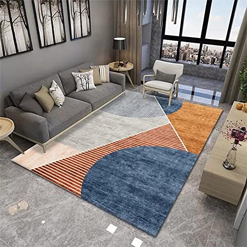 ZERAPH Teppiche für Wohnzimmer, groß, waschbar, fusselfrei, sauberer blau-Grauer Halbkreisdruck, rutschfeste Teppiche, Wohnzimmer-Lounge-Teppiche, 60 x 90 cm von ZERAPH