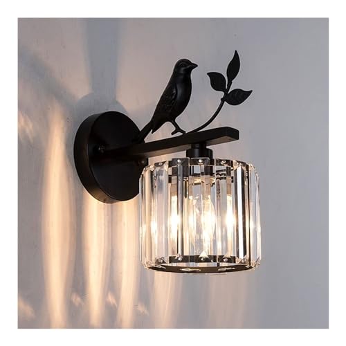 ZERAPH Wandlampe, Moderne Kristall-Wandleuchte, vogelförmige Wandleuchte mit E14-Sockel, goldene Metall-Wandlampe für Schlafzimmer, Wohnzimmer, Flur-Gold (Noir) von ZERAPH