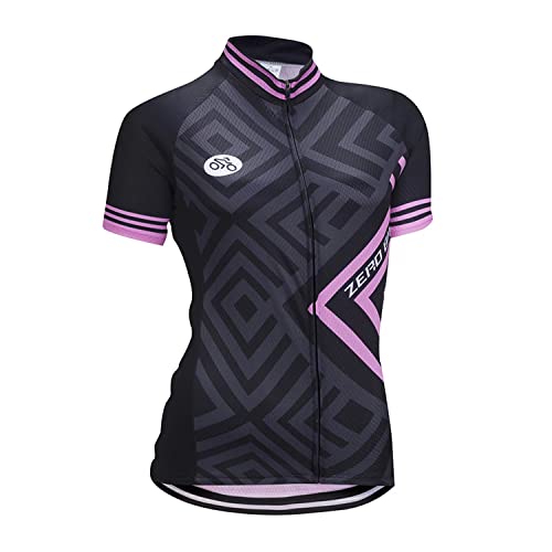 Damen Atmungsaktiv Schnelltrocknend Fahrradtrikot, Outdoor Kurzarm Radsport-Shirt, 0028, XL von ZEROBIKE