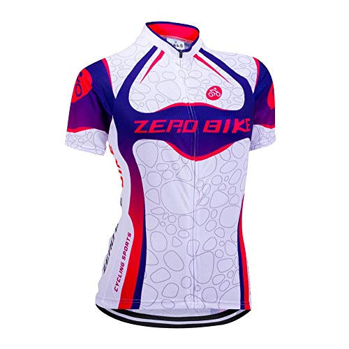 Damen Atmungsaktiv Schnelltrocknend Fahrradtrikot, Outdoor Kurzarm Radsport-Shirt, 0017, XL von ZEROBIKE