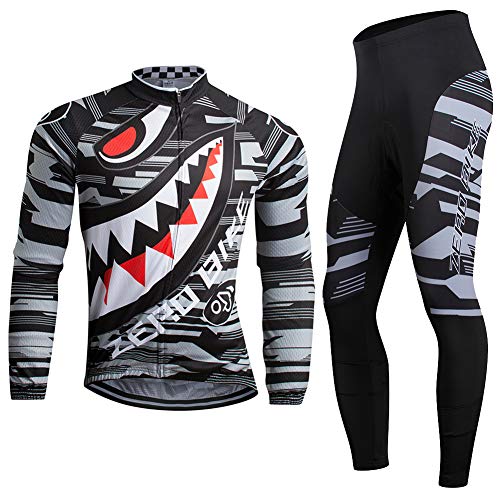 ZEROBIKE Herren Atmungsaktiv Schnelltrocknend Fahrradtrikot Set, Outdoor Lange Ärmel Radsport-Shirt + 3D Gel Gepolsterte Fahrradhose, 009, XXL ZEROBIKE Herren Atmungsaktiv Schnelltrocknend Fahrradtrikot Set, Outdoor Lange Ärmel Radsport-Shirt + 3D Gel Gepolsterte Fahrradhose, 009, XXL von ZEROBIKE