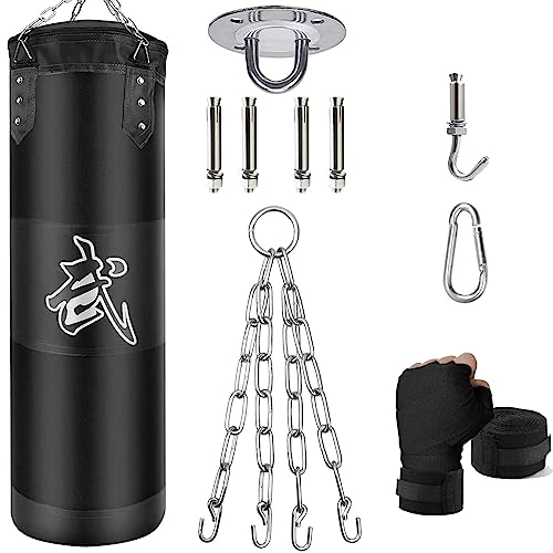 ZERUIDM Boxsack Set Heavy Duty Punchingsäcke UNGEFÜLLT, Hängende Boxing Bag für Erwachsene Kinder, Punching Bag mit Boxbandagen Deckenhaken Kette, für Kickboxen Kampfsport Muay Thai MMA ZERUIDM Boxsack Set Heavy Duty Punchingsäcke UNGEFÜLLT, Hängende Boxing Bag für Erwachsene Kinder, Punching Bag mit Boxbandagen Deckenhaken Kette, für Kickboxen Kampfsport Muay Thai MMA von ZERUIDM