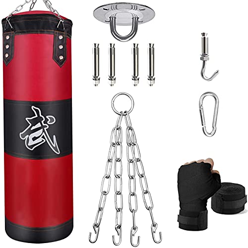 ZERUIDM Boxsack Set Heavy Duty Punchingsäcke UNGEFÜLLT, Hängende Boxing Bag für Erwachsene Kinder, Punching Bag mit Boxbandagen Deckenhaken Kette, für Kickboxen Kampfsport Muay Thai MMA ZERUIDM Boxsack Set Heavy Duty Punchingsäcke UNGEFÜLLT, Hängende Boxing Bag für Erwachsene Kinder, Punching Bag mit Boxbandagen Deckenhaken Kette, für Kickboxen Kampfsport Muay Thai MMA von ZERUIDM