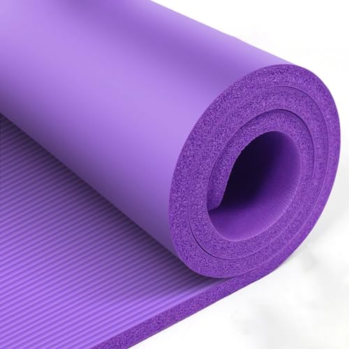 Extra breite und verdickte Yogamatte, rutschfeste Fitness-Trainingsmatte mit Riemen und Aufbewahrungstasche, Fitnessmatte for Pilates und Bodenübungen (Color : Purple) von ZERVA