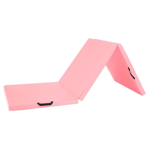 Klappbare Gymnastikmatte, 5 cm dick, dreifach faltbare Gymnastik-Übungsmatte, Tanz-/Rollübungen/Yoga/Sit-Ups, PU-Fitnessmatte, 180 x 60 x 5 cm (Color : Pink) von ZERVA