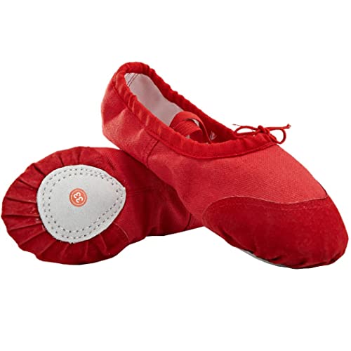 ZESLIV Ballettschuhe für Mädchen Kinder Damen mit Gummiband Tanzschuhe Ballettschläppchen Gymnastikschläppchen Rot Gr.36 von ZESLIV