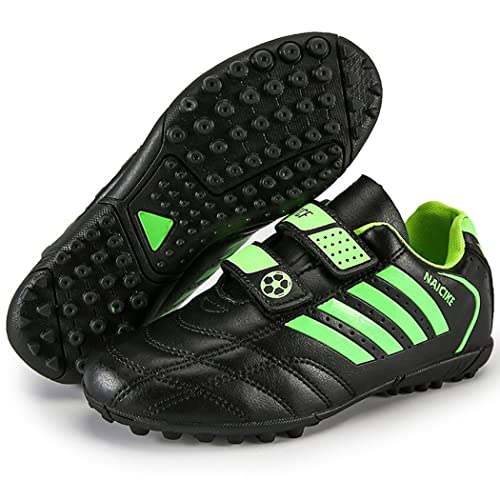 ZESLIV Fussballschuhe Kinder Fußballschuhe für Jungen Mädchen Turnschuhe Outdoor Trainingsschuhe rutschfeste Sportschuhe Klettverschluss Kinderschuhe Schwarz 38 von ZESLIV