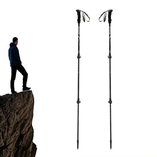 2-teilige Teleskop-Wanderstöcke Aus Carbonfaser, Ultraleicht, Superstark und Perfekt für Ihr Nächstes Abenteuer!(Black,Short Handle) von ZFFOZZ