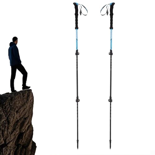 2-teilige Teleskop-Wanderstöcke Aus Carbonfaser, Ultraleicht, Superstark und Perfekt für Ihr Nächstes Abenteuer!(Blue,Long Handle) von ZFFOZZ