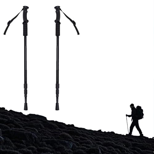 2-teiliges Set mit 3 Teleskop-und Faltbaren Wanderstöcken mit Geradem Griff, Ideal für Trekking in Jedem Gelände(Black) von ZFFOZZ