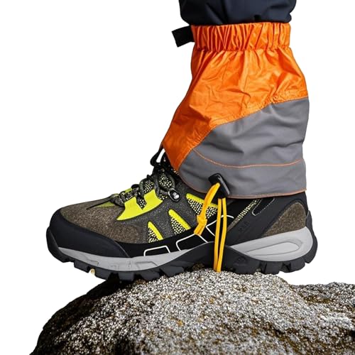 Kurze Beingamaschen, Überschuhe, Wandergamaschen, Leicht und Verstellbar, Für Alle Jahreszeiten Erhältlich, Wasserdicht, Für Männer und Frauen Zum Wandern, Bergsteigen, Spazierengehen, Jagen(Orange) von ZFFOZZ