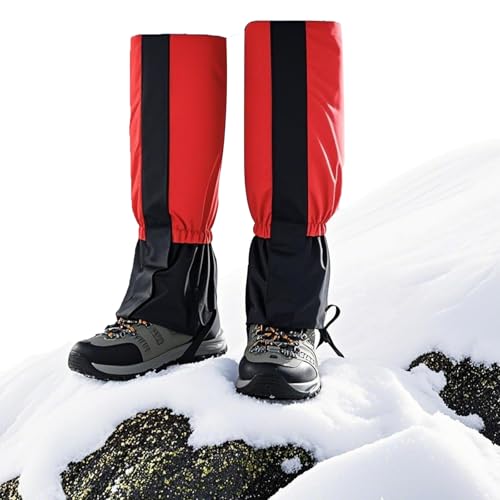 ZFFOZZ Gamaschen für Den Schnee, wasserdichte Gamaschen mit Hohem Bein und Klettverschluss, Zum Wandern, Skifahren, Spazierengehen Und Rasentrimmen(Red) von ZFFOZZ