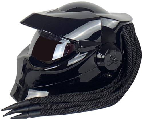 Motorrad-Integralhelm Integrierter Zöpfe Und Warnlichter ECE-Zugelassen Individuell Anpassbarer Motorradhelm Für Erwachsene Straßen-Offroad Männer Frauen Gloss Black,XL Motorrad-Integralhelm Integrierter Zöpfe Und Warnlichter ECE-Zugelassen Individuell Anpassbarer Motorradhelm Für Erwachsene Straßen-Offroad Männer Frauen Gloss Black,XL von ZGFHTY