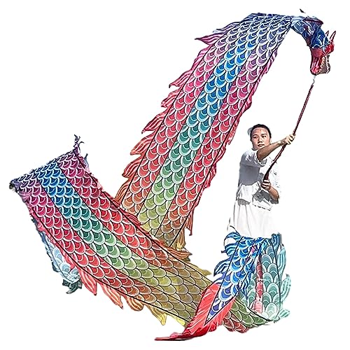 Dragon Fitness Streamer Drachentanzbänder, fliegendes Drachenflussspielzeug, rhythmische Seidenfahne, chinesische Drachenschuppen-Streamer-Dekorationen zum Basteln (Farbe: Farbe 1, Größe: 6 von ZGFOZJGC