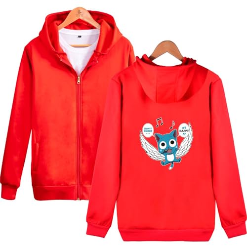 Herbst Und Winter Unisex Fee Schwanz Anime Sweatshirt Jungen Und Mädchen Zip-Up Bequeme Hoodie-red2||L von ZHAHOL