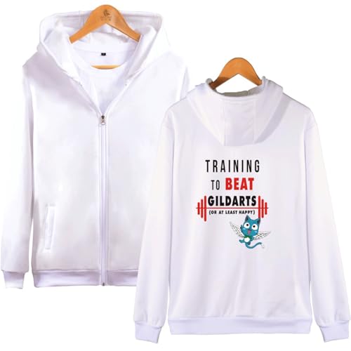 Herbst Und Winter Unisex Fee Schwanz Anime Sweatshirt Jungen Und Mädchen Zip-Up Bequeme Hoodie-white1||3XL von ZHAHOL