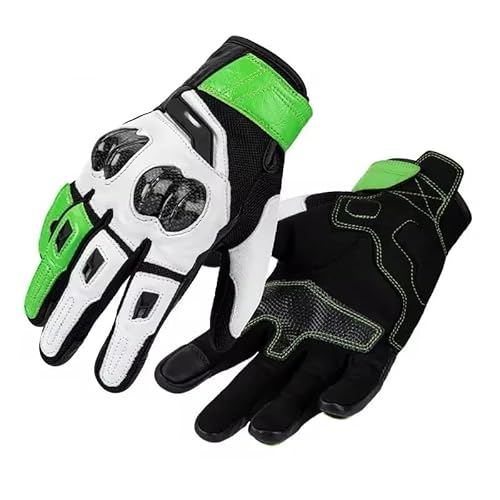 ZHANGSHUMIN Motorradhandschuhe Schwarze Off-Road-Bike-Rennen Lederhandschuhe Schutz Reithandschuhe Sommer Winter Motorrad Handschuhe(Green,L) von ZHANGSHUMIN