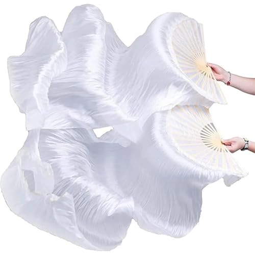 ZHAOSHIXU Bauchtanz Bambus Fächer 1 Paar Tanz-Fans, 1,2 m, tragbarer Bauchtanz-Fan, Tanz-Performance, Hochzeit, Lange Fans(White) von ZHAOSHIXU