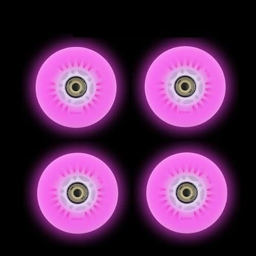 ZHAOSHIXU blinkende Schlittschuhräder 4pcs Pink LED Flash Wheel Inline Skates Speed Skates Rock Fancy Roller Skates 60/62/64/68/70/72/76//80/90/100/110/125mm(60mm) von ZHAOSHIXU